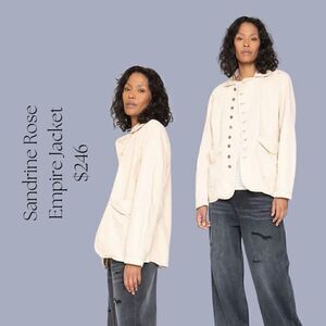 Free People Sandrine Rose Womens Empire Jacket Dust White Size L